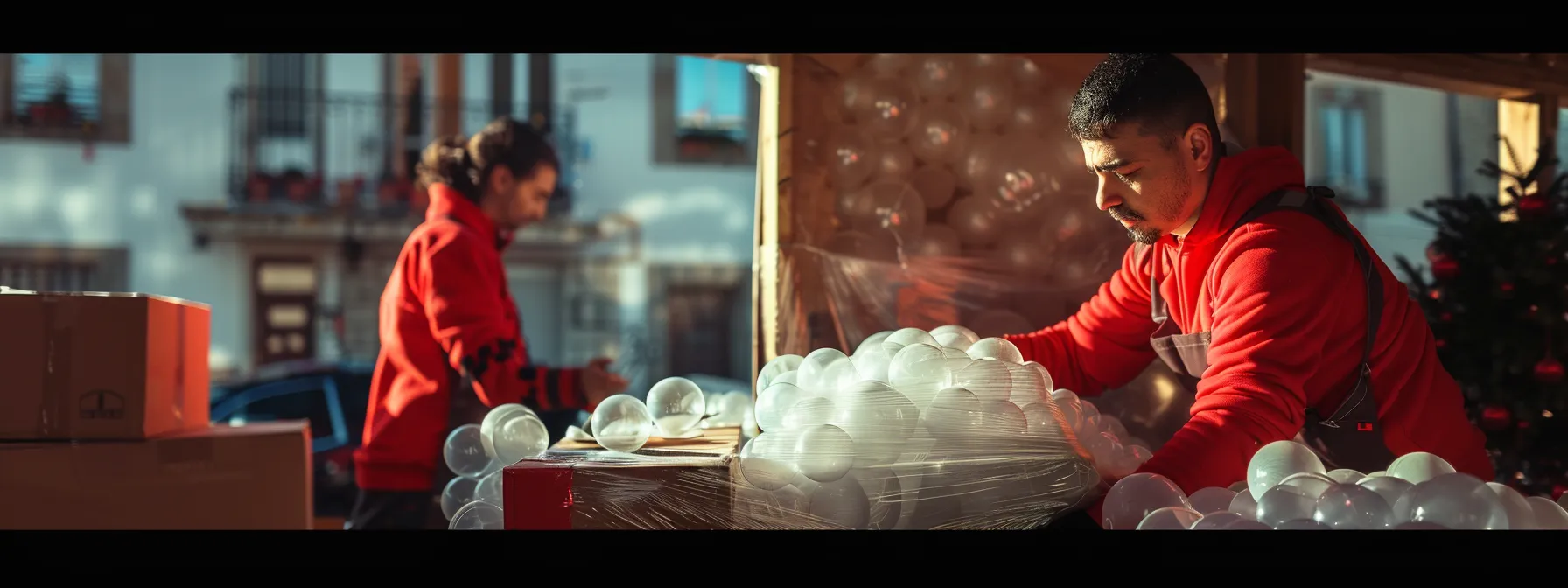 a team of professional movers carefully wrapping delicate items in protective bubble wrap before placing them in sturdy boxes for transportation.