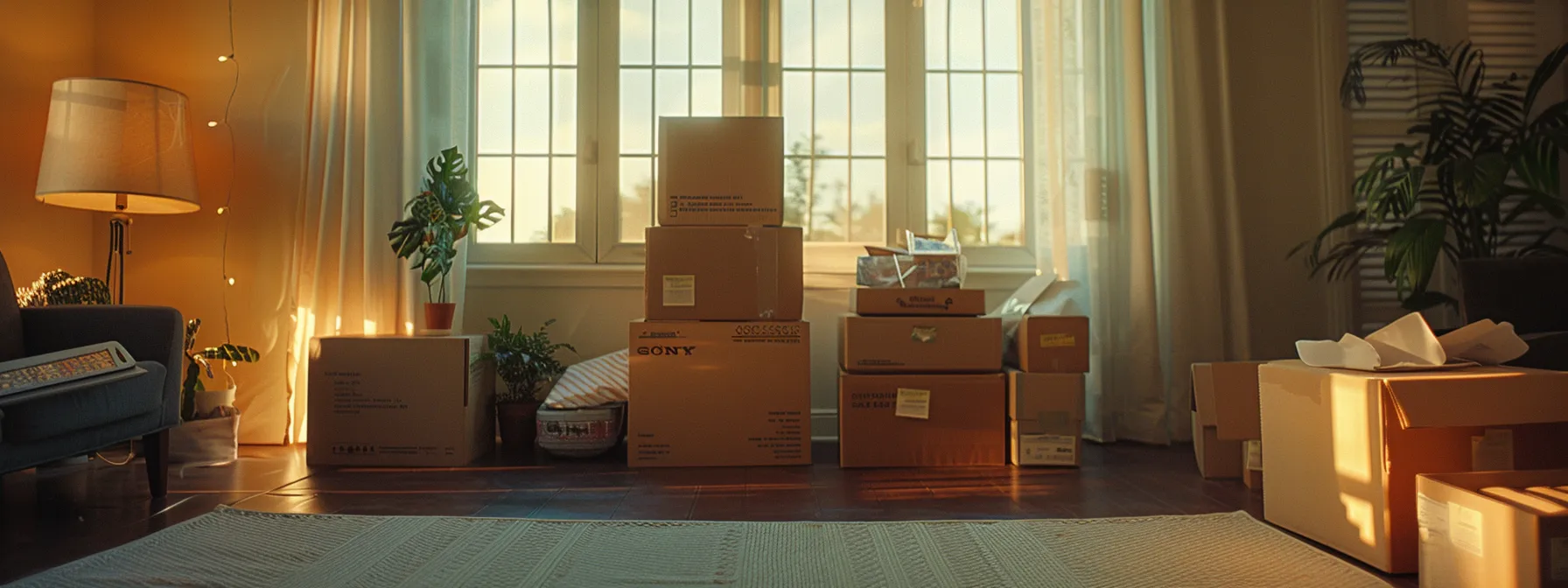 a neatly organized moving checklist surrounded by labeled boxes and packing supplies in a bright, empty room awaiting a stress-free relocation in jacksonville.