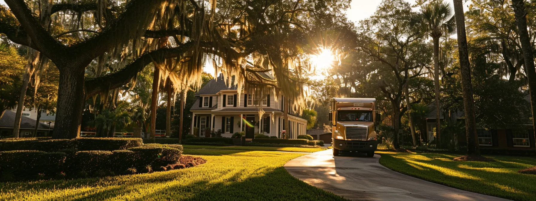 a sturdy moving truck parked in front of a charming jacksonville home, ready to assist with local relocation services.