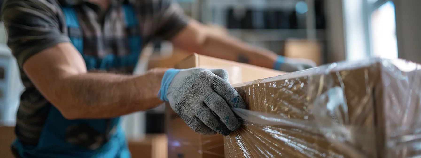 a professional packing team carefully wrapping delicate items with precision and care, optimizing space with customized techniques for a stress-free moving experience.