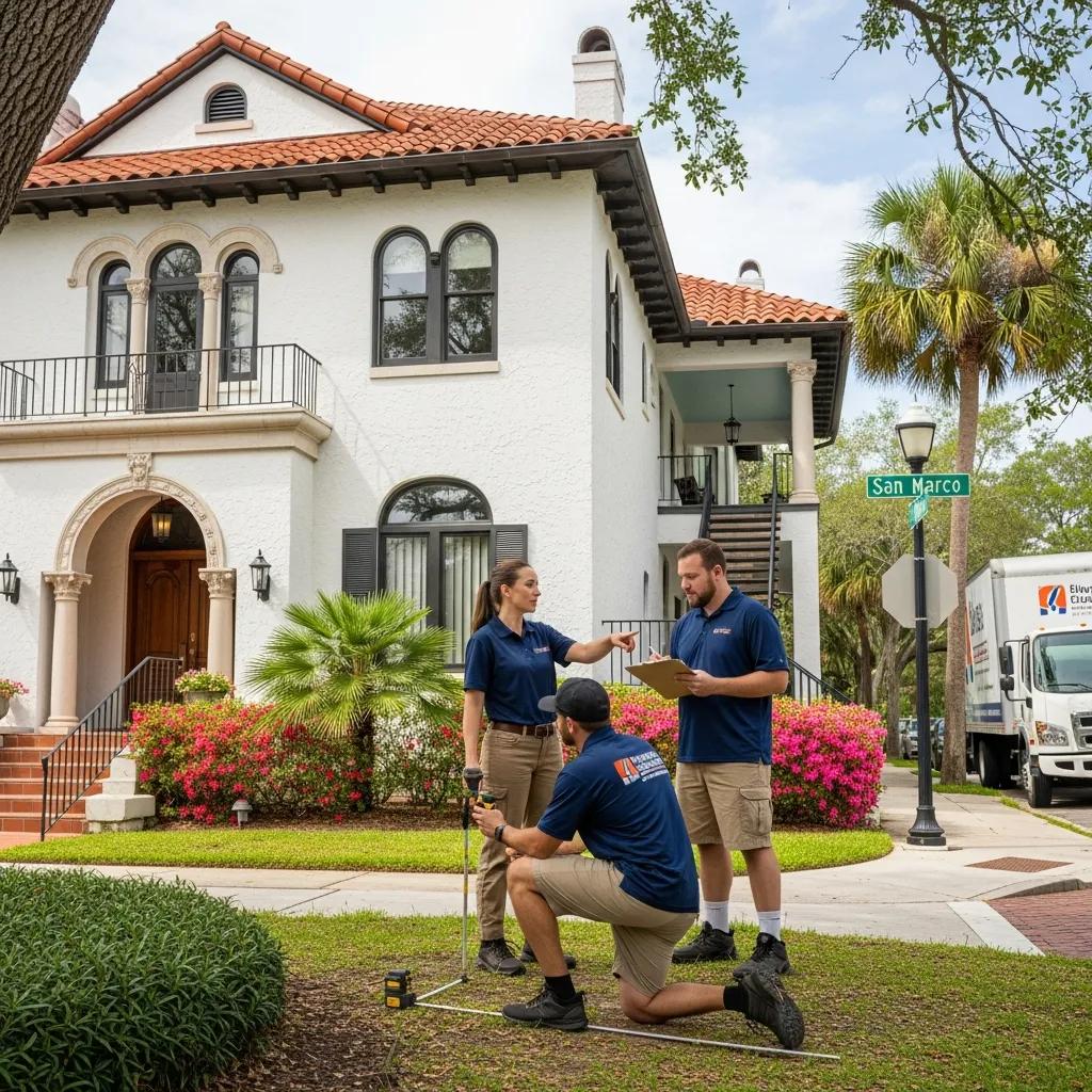 Moving crew conducting a site survey at a historic home in San Marco