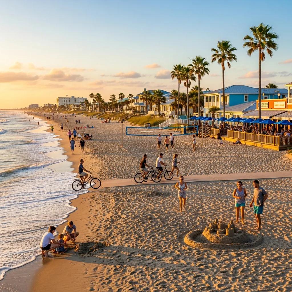 Vibrant coastal scene of Neptune Beach, Florida, highlighting beach activities and community lifestyle