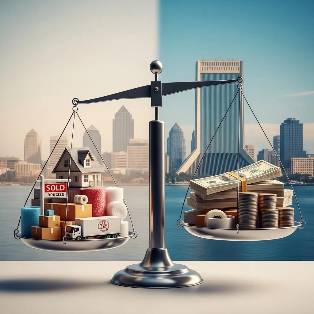 Factors influencing long-distance moving costs from Baymeadows, FL, including a house and moving truck