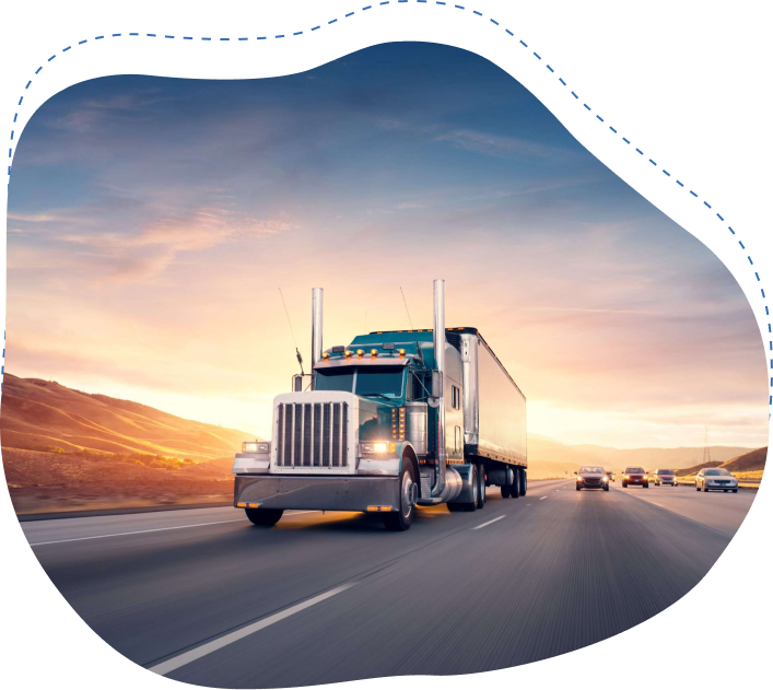 Moving truck driving on highway at sunset, representing Skinner Moving & Storage's intrastate moving services in Florida.